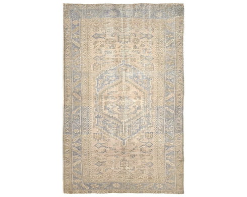 4x7 Vintage Brown Persian Style Hand Knotted Low Pile Wool Area Rug